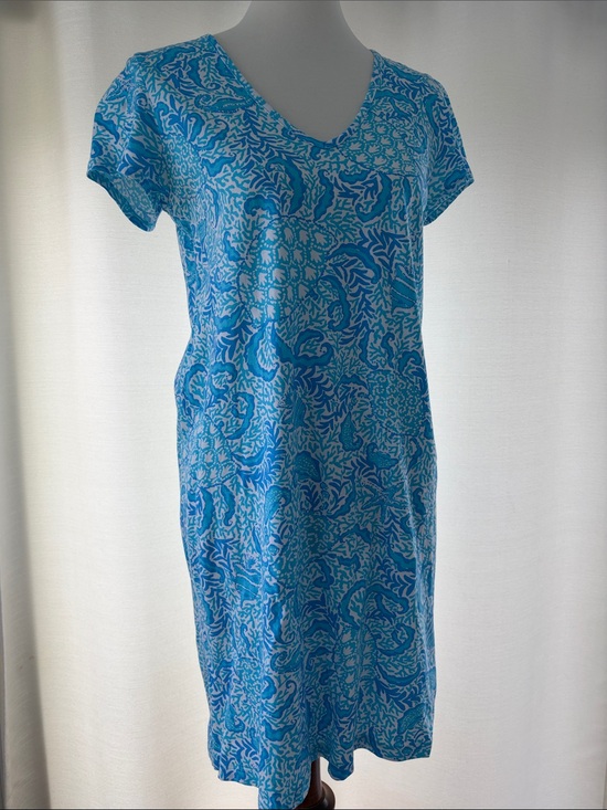 Lilly Pulitzer Dresses & Skirts - Lilly Pulitzer Blue and White Printed Short-Sleeve Shift Dress